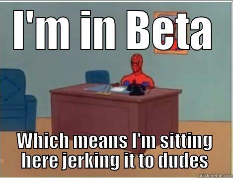 beta fegz - I'M IN BETA WHICH MEANS I'M SITTING HERE JERKING IT TO DUDES Spiderman Desk