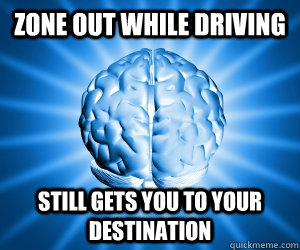 ZONE OUT WHILE DRIVING STILL GETS YOU TO YOUR DESTINATION  