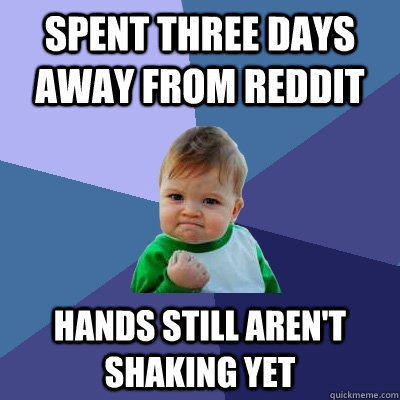 Spent three days away from reddit hands still aren't shaking yet  Success Kid