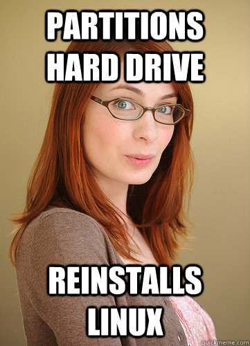 Partitions Hard drive Reinstalls Linux  Unbelievably Awesome Nerd Girlfriend