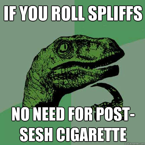 If you roll spliffs no need for post-sesh cigarette  Philosoraptor