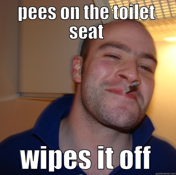 PEES ON THE TOILET SEAT WIPES IT OFF Good Guy Greg 