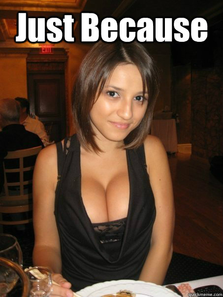 Just Because   cant find boob girls meme