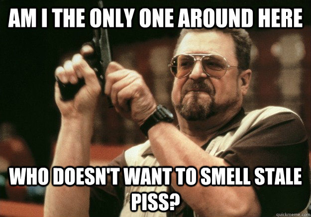 Am i the only one around here who doesn't want to smell stale piss?  