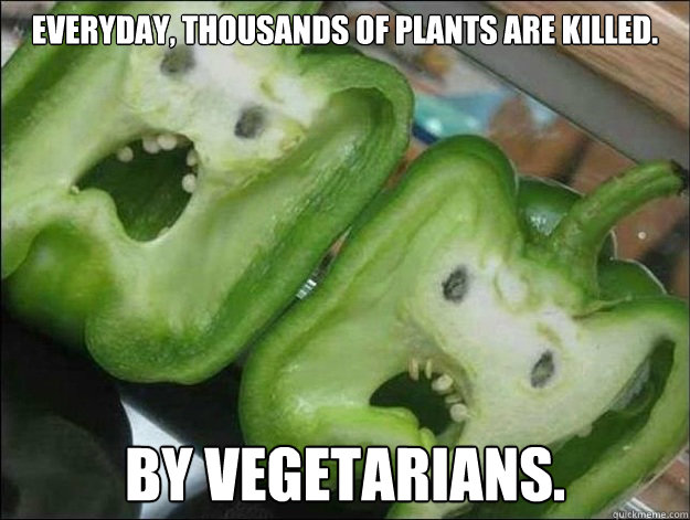 everyday, thousands of plants are killed. by vegetarians. - everyday, thousands of plants are killed. by vegetarians.  Petrified Peppers