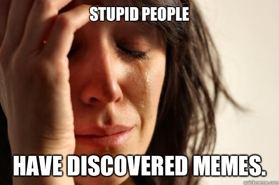 Stupid people Have discovered memes.   First World Problems