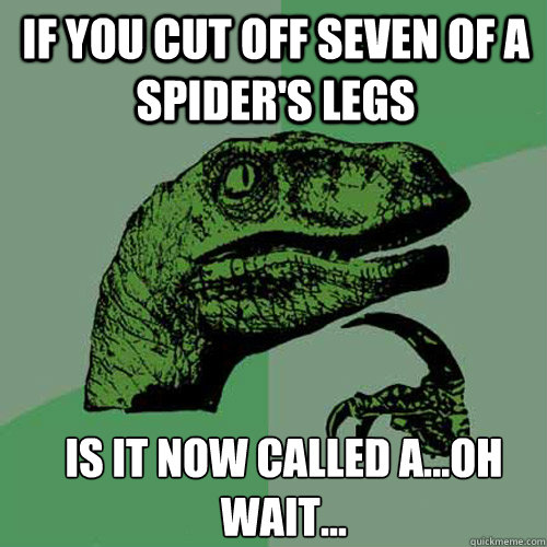 if you cut off seven of a spider's legs is it now called a...oh wait... - if you cut off seven of a spider's legs is it now called a...oh wait...  Misc