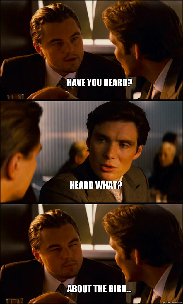 have you heard? heard what? about the bird...  Inception