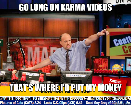 Go long on karma videos That's where I'd put my money

 - Go long on karma videos That's where I'd put my money

  Mad Karma with Jim Cramer
