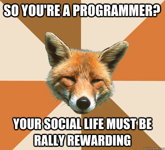 So you're a programmer? your social life must be rally rewarding  Condescending Fox