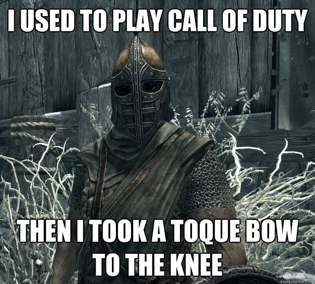 I used to play Call of Duty Then I took a toque bow to the knee  Skyrim Guard
