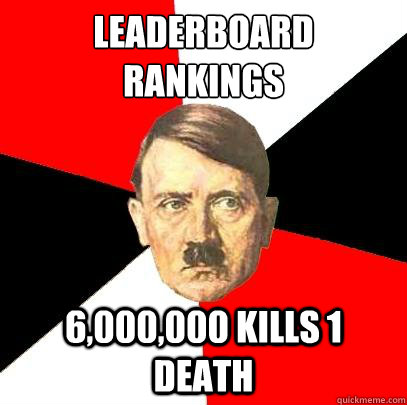 Leaderboard rankings 6,000,000 kills 1 death  Advice Hitler