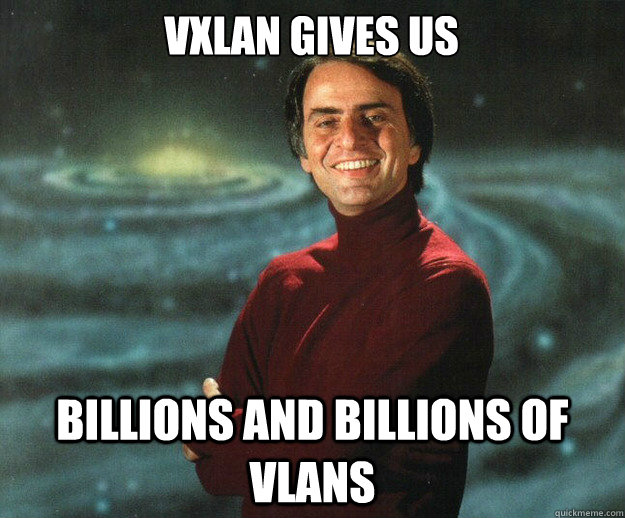 VXLAN gives us billions and billions of VLANs - VXLAN gives us billions and billions of VLANs  Carl Sagan