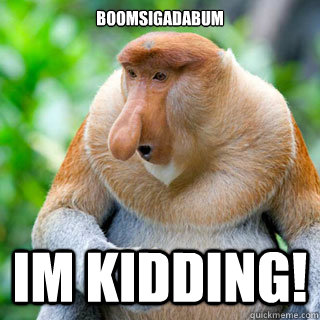 BOOMSIGADABUM Im kidding!  