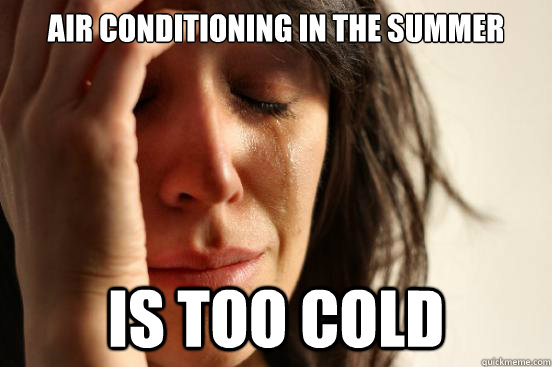 air conditioning in the summer is too cold  First World Problems