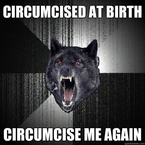 Circumcised at birth circumcise me again  Insanity Wolf