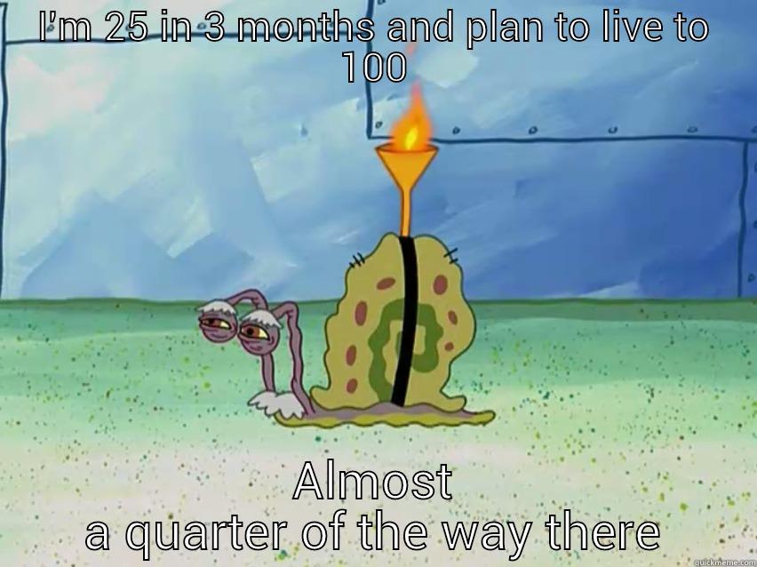 I'M 25 IN 3 MONTHS AND PLAN TO LIVE TO 100 ALMOST A QUARTER OF THE WAY THERE Misc