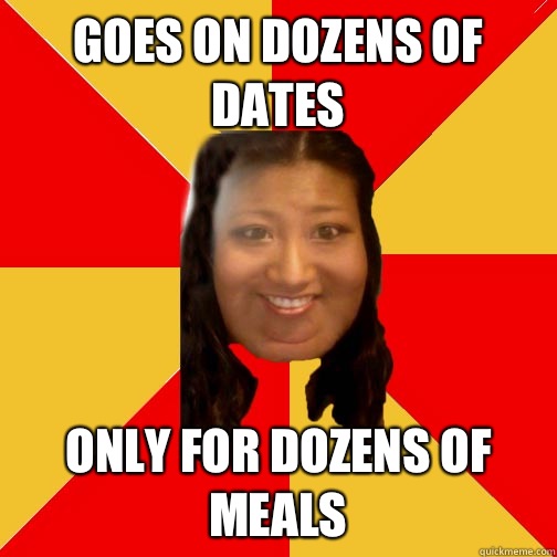 Goes on dozens of dates Only for dozens of meals  