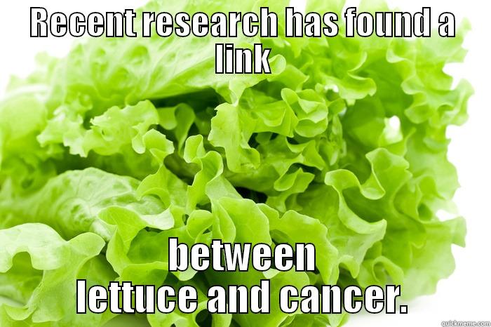 RECENT RESEARCH HAS FOUND A LINK BETWEEN LETTUCE AND CANCER. Misc