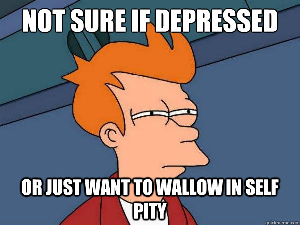 not sure if depressed  or just want to wallow in self pity  - not sure if depressed  or just want to wallow in self pity   Futurama Fry