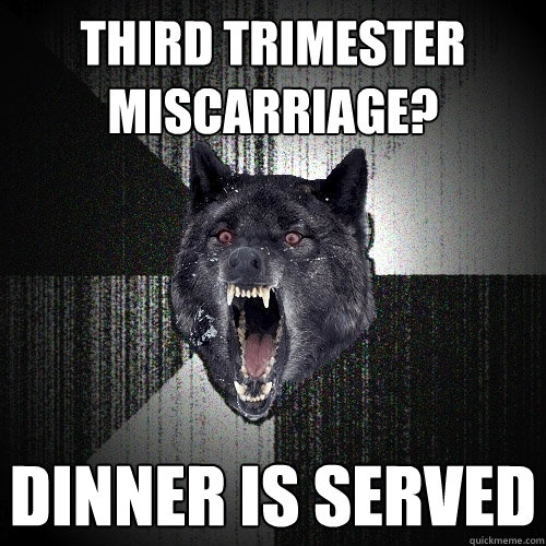 Third trimester miscarriage?  dinner is served  Insanity Wolf