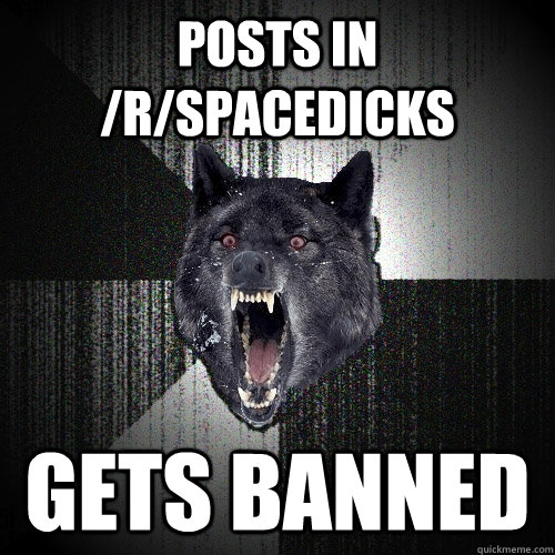 Posts in /r/spacedicks gets banned  Insanity Wolf