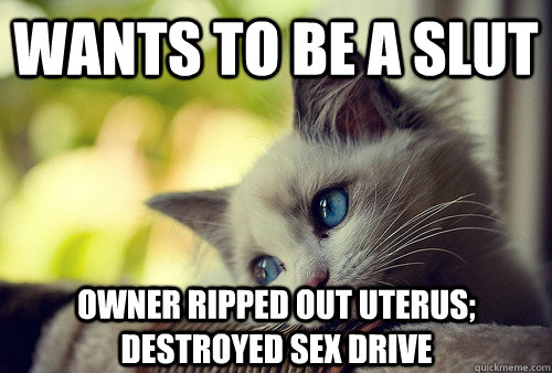 Wants to be a slut Owner ripped out uterus; destroyed sex drive  First World Cat Problems