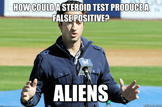 How could a steroid test produce a false positive? ALIENS  Conspiracy Ballplayer
