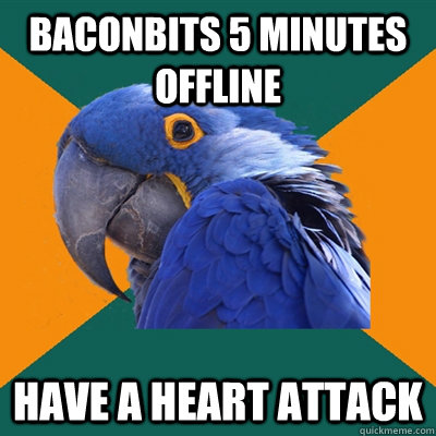 Baconbits 5 minutes offline have a heart attack  Paranoid Parrot