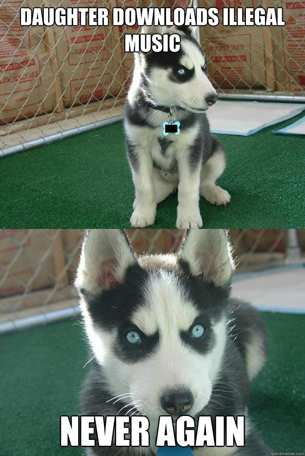 Daughter downloads illegal music Never Again  Insanity puppy