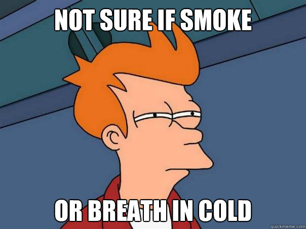 not sure if smoke or breath in cold  Futurama Fry