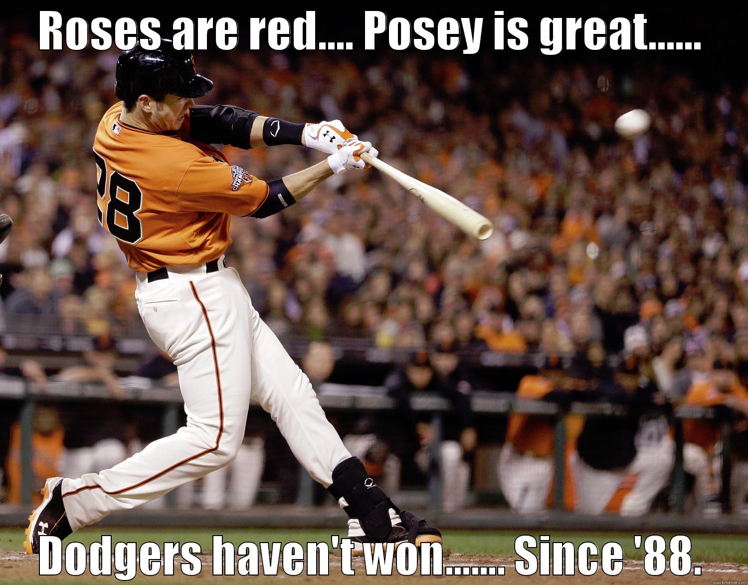 ROSES ARE RED.... POSEY IS GREAT...... DODGERS HAVEN'T WON....... SINCE '88. Misc