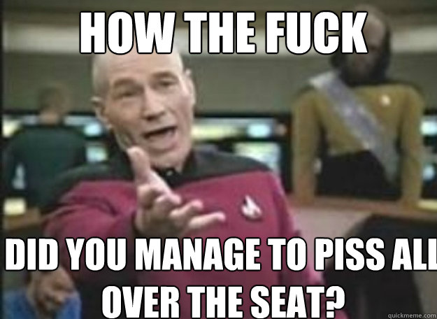 HOW THE FUCK did you manage to piss all over the seat?  how the fuck