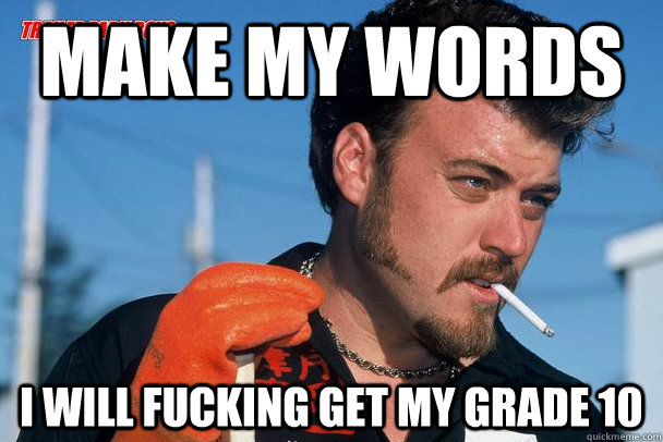 Make My words I will fucking get my grade 10  