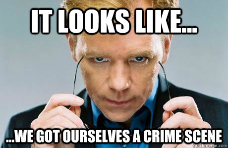 it looks like... ...We got ourselves a crime scene  Horatio Caine