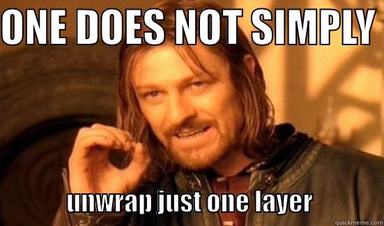 ONE DOES NOT SIMPLY                                 UNWRAP JUST ONE LAYER              Boromir