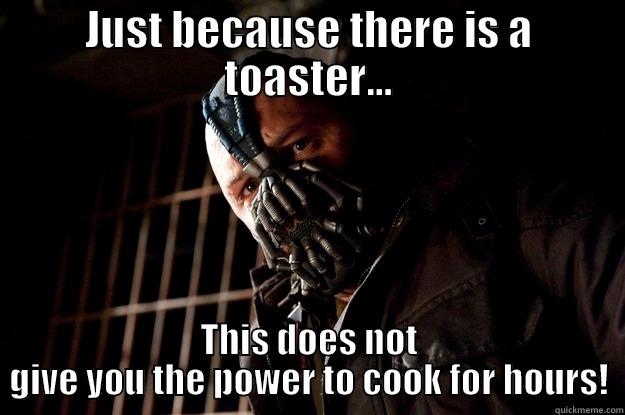 Toaster - BANE - JUST BECAUSE THERE IS A TOASTER... THIS DOES NOT GIVE YOU THE POWER TO COOK FOR HOURS! Angry Bane