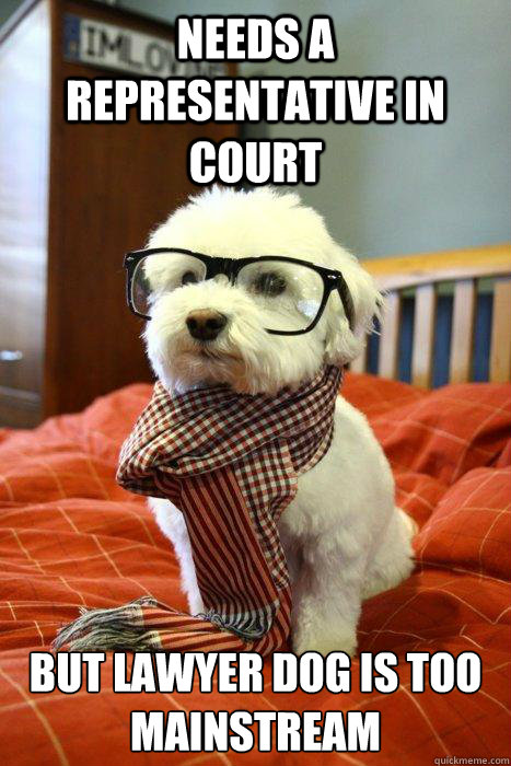 needs a representative in court But lawyer dog is too mainstream - needs a representative in court But lawyer dog is too mainstream  Hipster Dog