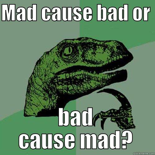 MAD CAUSE BAD OR  BAD CAUSE MAD? Philosoraptor