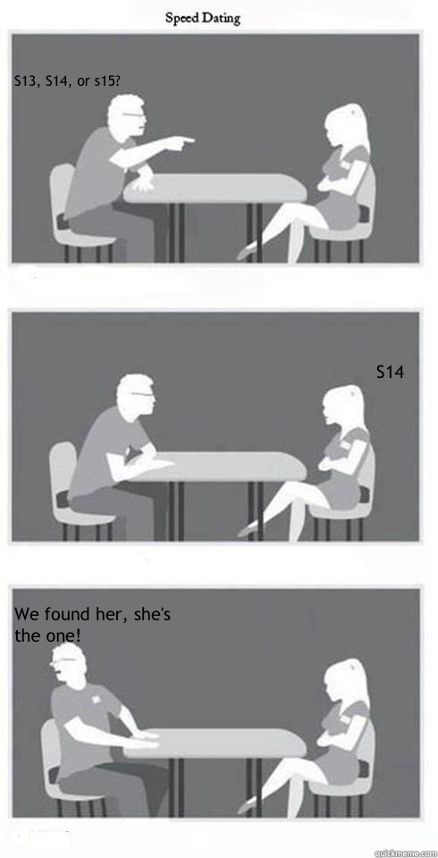 S13, S14, or s15? S14 We found her, she's the one!  Speed Dating