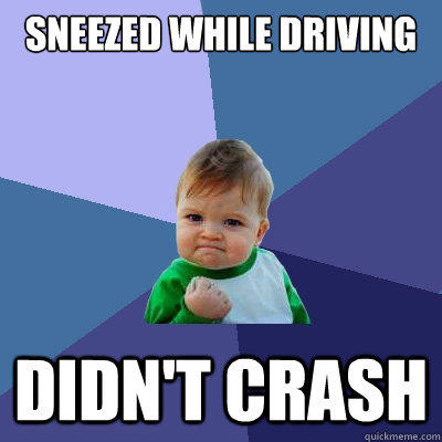 Sneezed while driving Didn't crash - Sneezed while driving Didn't crash  Success Kid