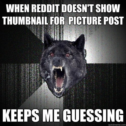 when reddit doesn't show  thumbnail for  picture post keeps me guessing  Insanity Wolf