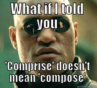WHAT IF I TOLD YOU 'COMPRISE' DOESN'T MEAN 'COMPOSE' Matrix Morpheus