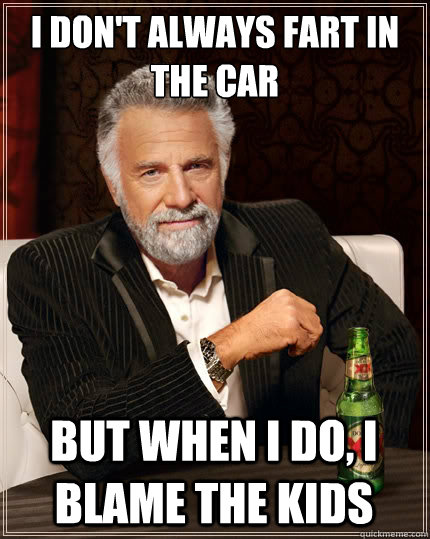 I don't always fart in the car But when i do, i blame the kids  The Most Interesting Man In The World