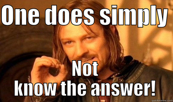 ONE DOES SIMPLY  NOT KNOW THE ANSWER! One Does Not Simply