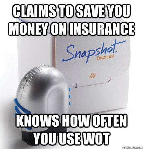 Claims to save you money on insurance knows how often you use WOT  snapshot