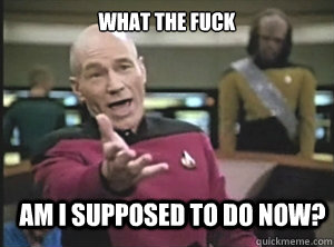What the fuck am I supposed to do now?  Annoyed Picard