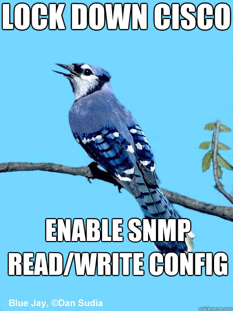 lock down cisco enable snmp read/write config  