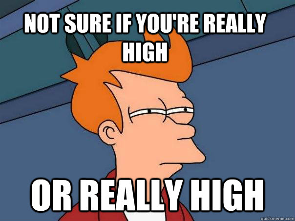 not sure if you're really high or really high  Futurama Fry