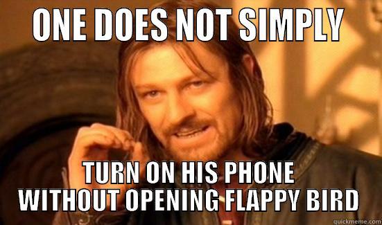   ONE DOES NOT SIMPLY   TURN ON HIS PHONE WITHOUT OPENING FLAPPY BIRD Boromir